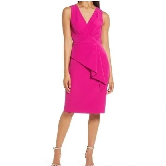 Eliza J Gathered sheath beautiful pink dress size 6 wedding guest dress - Picture 6 of 10